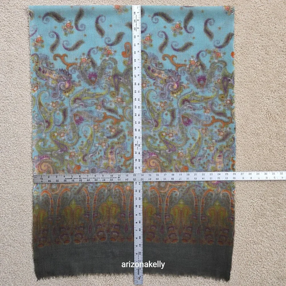 NWOT Wool Scarf Lightweight Colorful Paisley Design